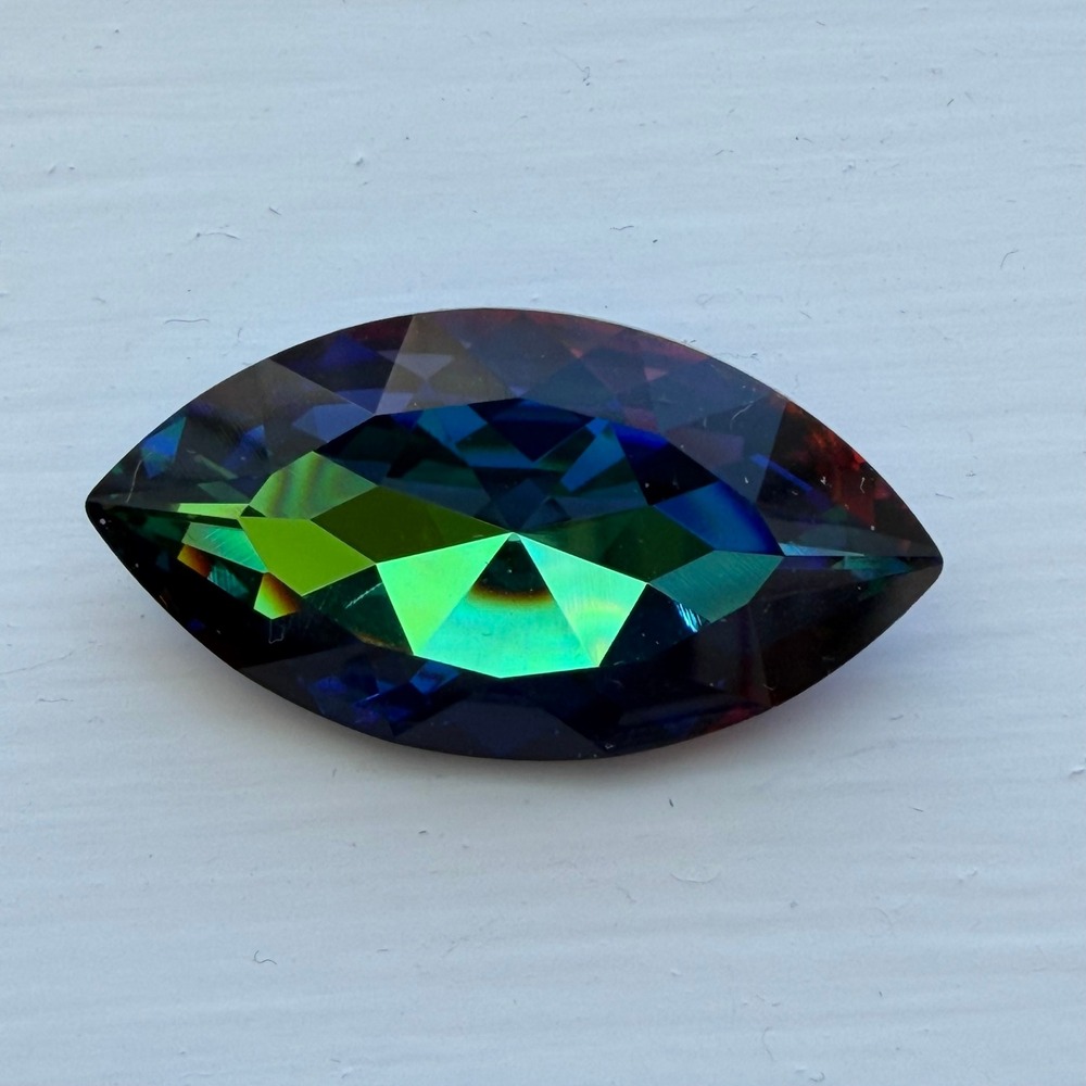 Austrian Vitrail Crystal Loose Stone 32mm x15mm Multicolor Excellent